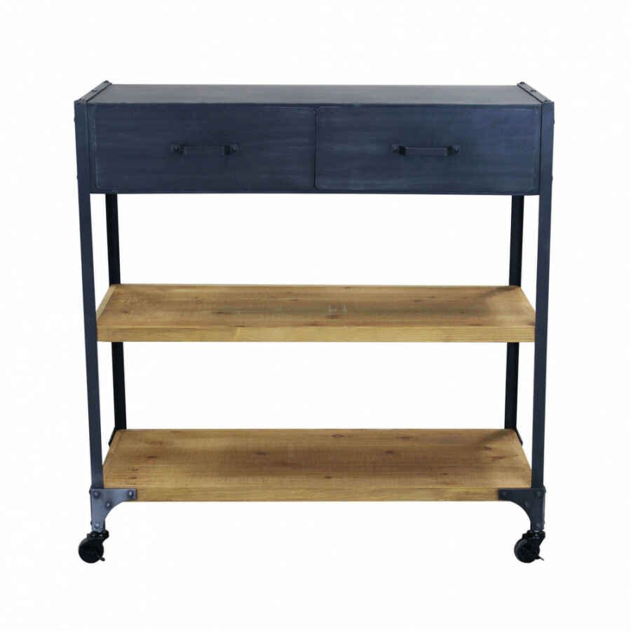 Scaffale con ruote in Acciaio,Legno cm 90,5×39,5×92,5 – JOLYON