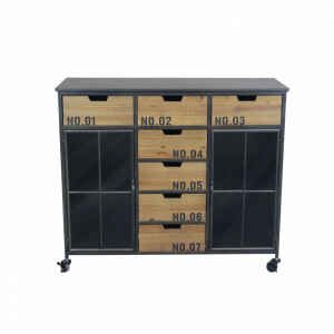 Madia Industrial in Acciaio,Legno cm 98,5×38,5×84 – DORAN