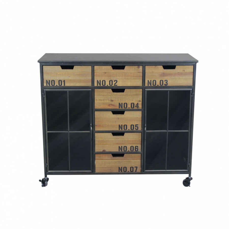 Madia Industrial in Acciaio,Legno cm 98,5×38,5×84 – DORAN
