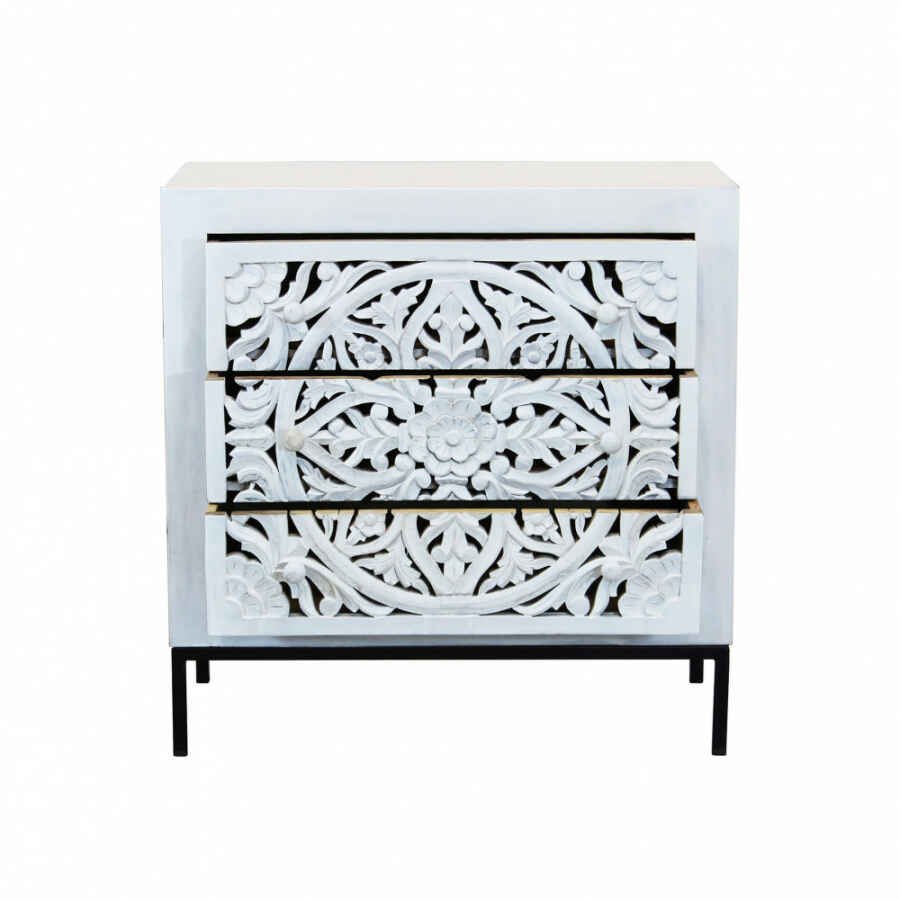 Cassettiera con decoro 3 cassetti in Legno,Metallo cm 80x40x80 – KONNOR