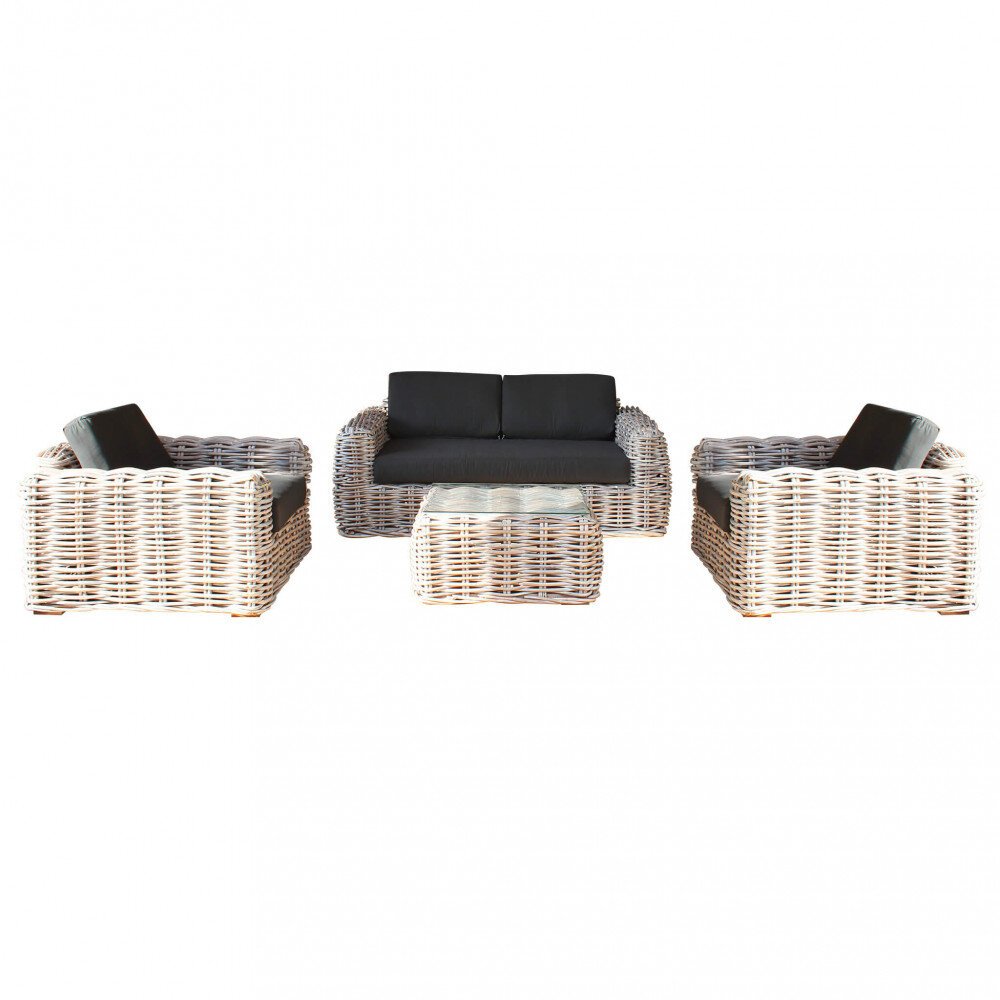 Salotto da Giardino con cuscini 4 posti in Rattan naturale – OSBOURNE