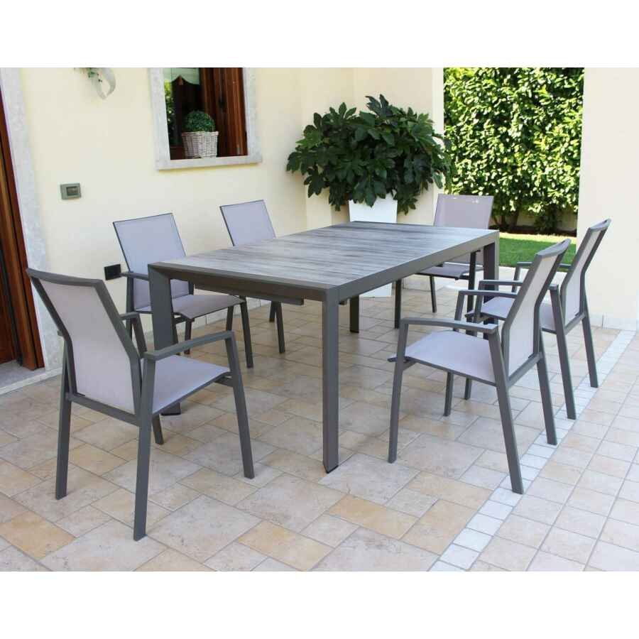 Tavolo da Giardino piano in Ceramica in Alluminio,Gress cm 175×100,5×75 – FALK