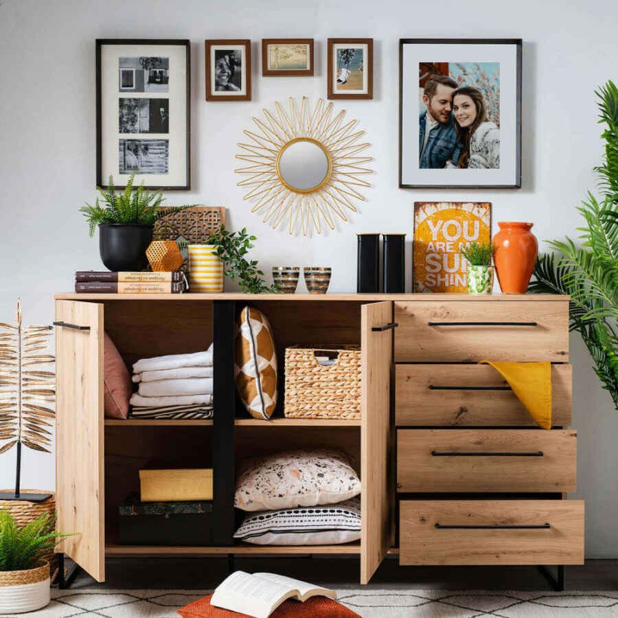 credenza con 2 ante e 4 cassetti cm 159 x 42 x 92,5 h – ZENWOOD