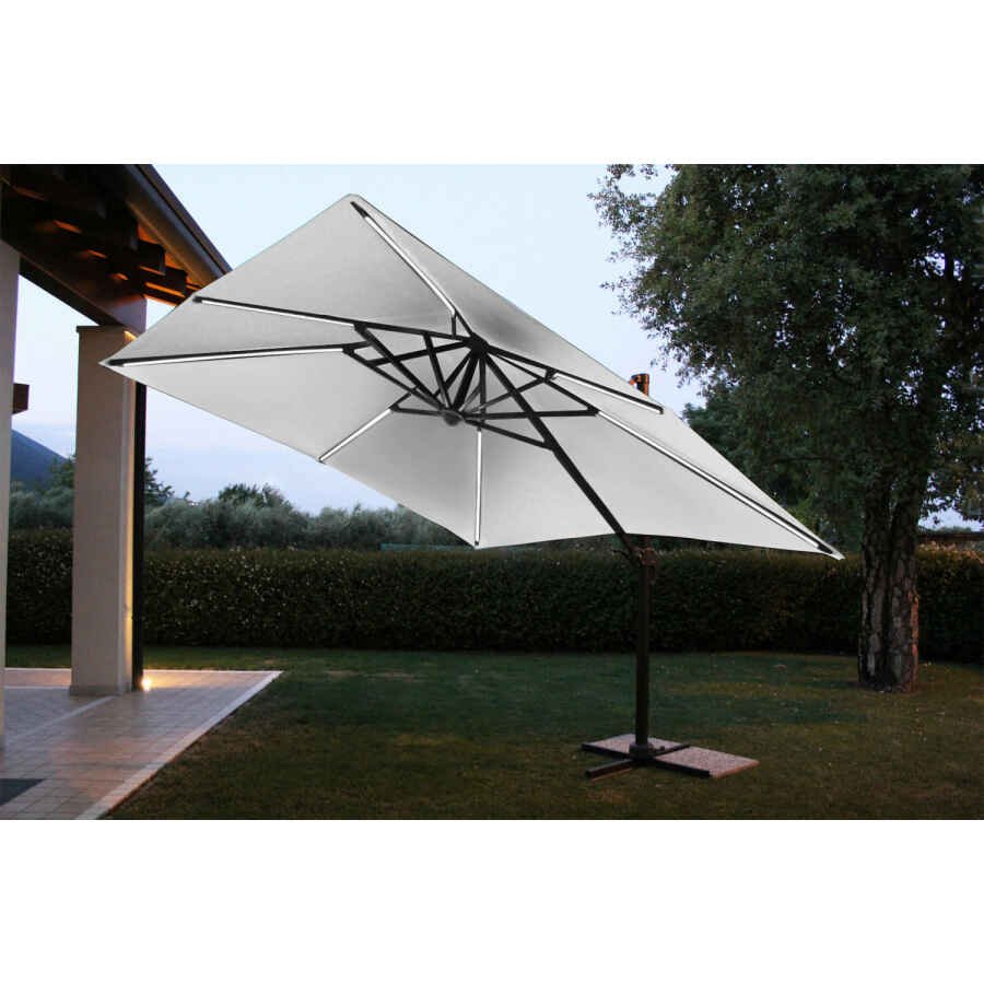 Ombrellone da Giardino decentrato con led 3×3 in alluminio,poliestere – RENO