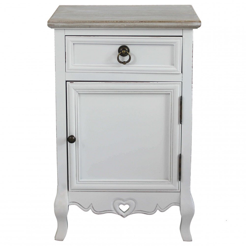 Mobiletto 1 cassetto 1 anta shabby chic in Legno cm 44x34x68 – MAYNARD