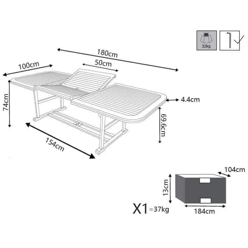Tavolo da Giardino Allungabile cm 180×100 – RUSSELL