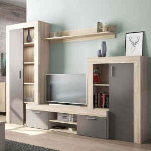 Parete Attrezzata per Soggiorno in Truciolare cm 259x40x180 – ALTON