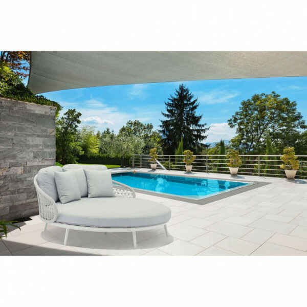 Divano da Giardino circolare con cuscini in Alluminio cm 183x180x84 – RAY