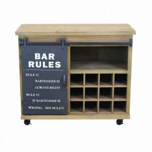 Madia Industrial con Portabottiglie in Acciaio,Legno cm 88x41x74,5 – REED