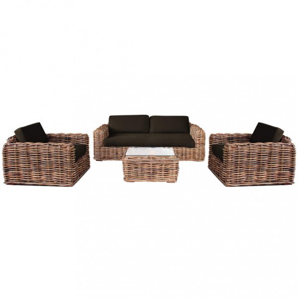 Salotto da Giardino con cuscini 4 posti in Rattan naturale – NATUR