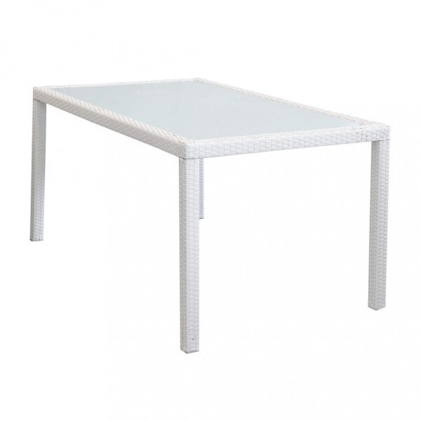 Tavolo intreccio e piano in vetro 150×90 – AXEL