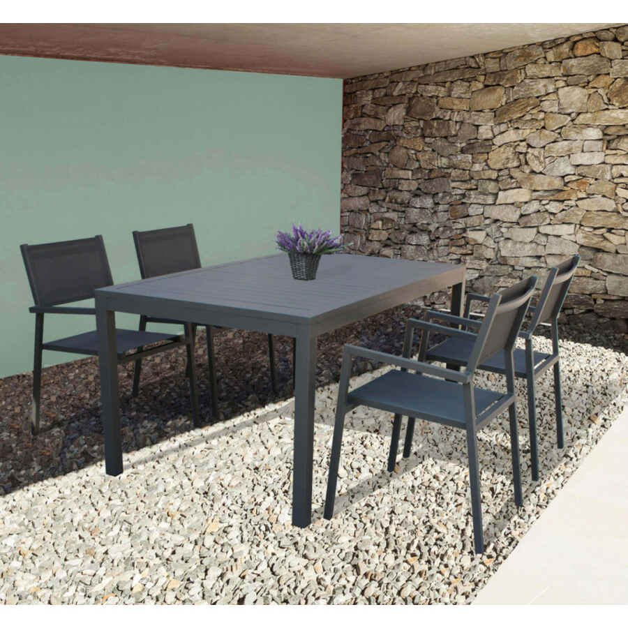 Poltrona da Giardino Impilabile in Alluminio,Textilene cm 55x58x85 – WOODY