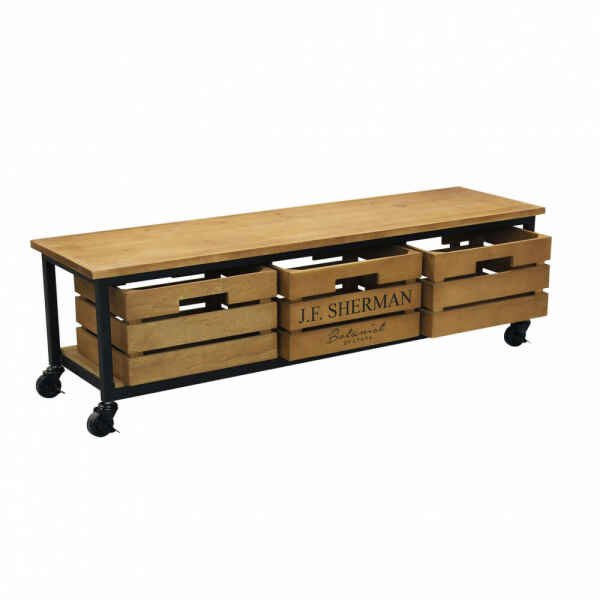 Porta tv Industrial in Acciaio,Legno cm 110x30x33 – BILL