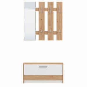 mobile ingresso appendiabiti moderno con specchio e scarpiera cm 91,6 x 28,1 x 202 h – WOODWAVE