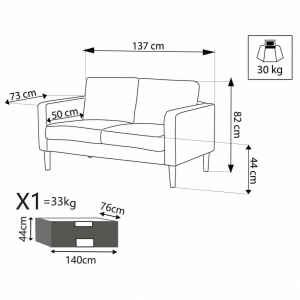 Divano 2 posti Scandinavo in Tessuto cm 124x73x82 – MANU