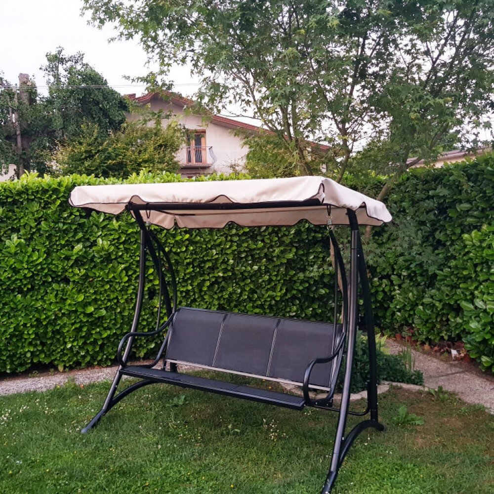 Dondolo da Giardino in Acciaio,Textilene cm 194x119x170 – GIFFARD