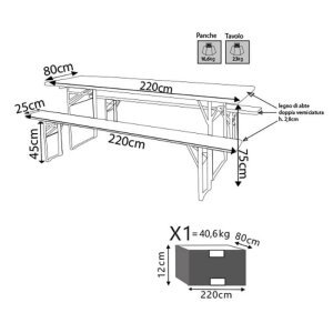 Set Birreria Tavolo con Panche cm 220×80 – SET BREWERY