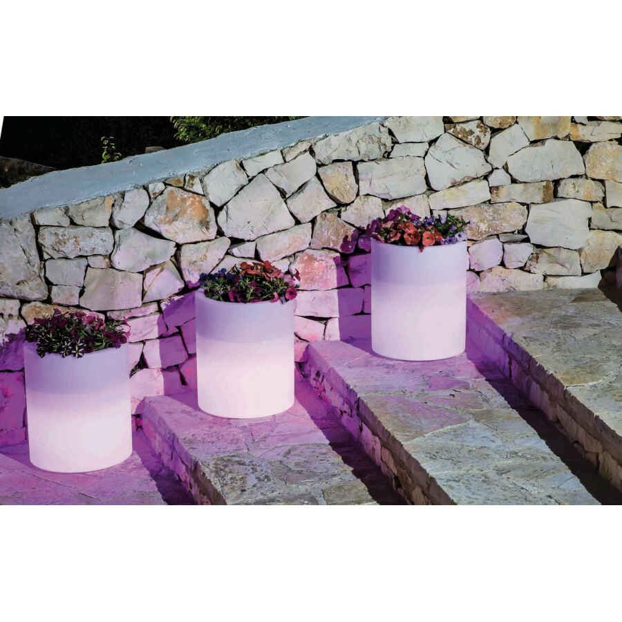 Vaso luminoso RGB con pannello solare cm 50x50x40 – ERIC