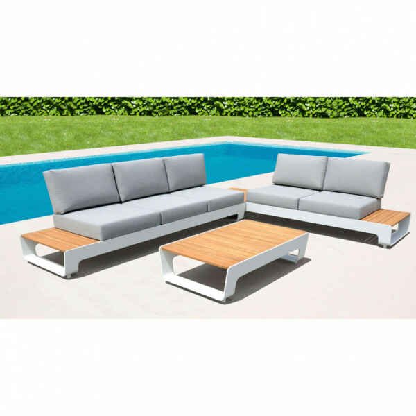 Salotto da Giardino 5 posti in Teak,Alluminio – LEWIN