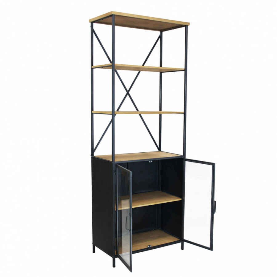 Libreria Industrial in Acciaio,Legno cm 68x39x183 – WINSTON