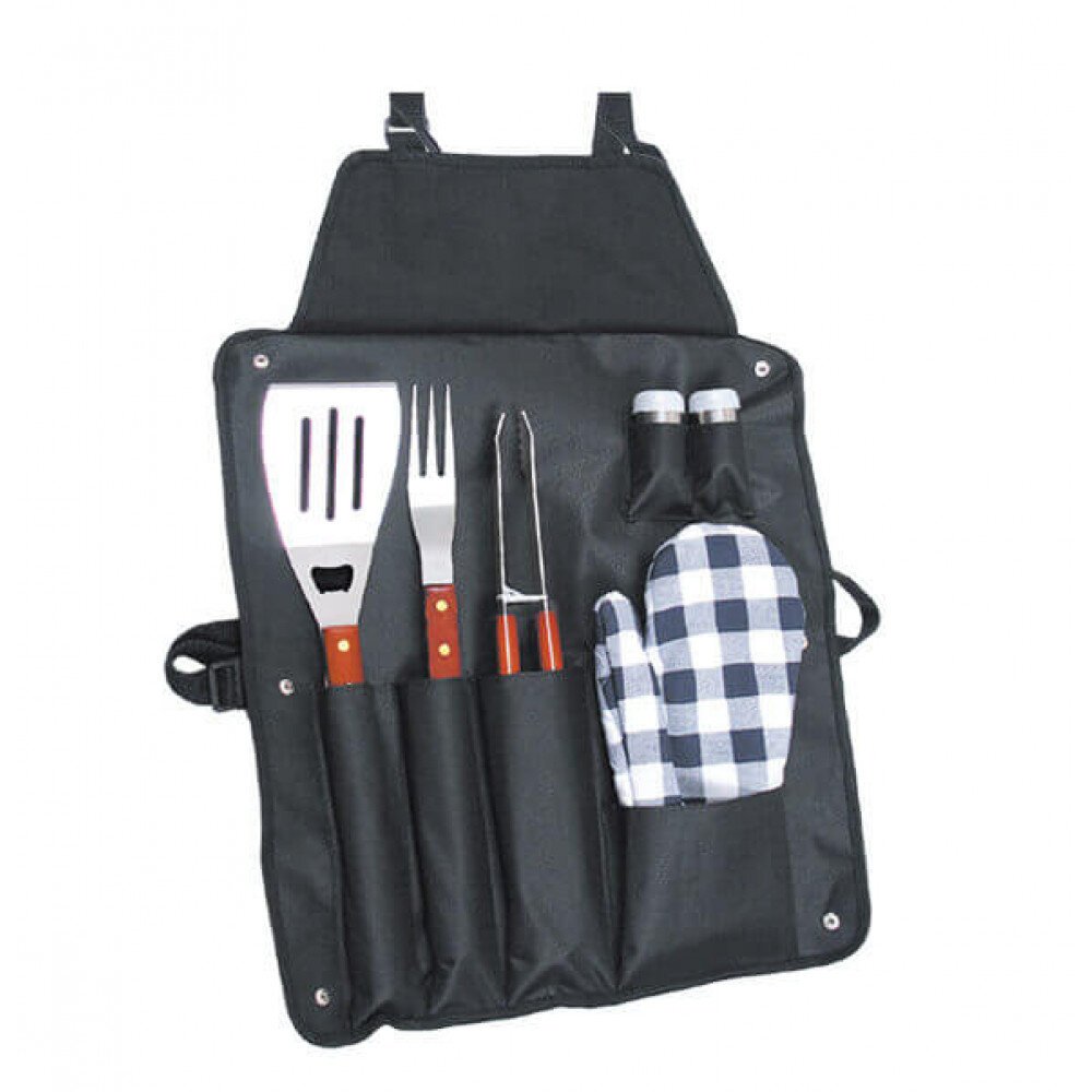 Grembiule con Attrezzi per Barbecue con 6 accessori in Tessuto cm 57x5x42 – MILTON
