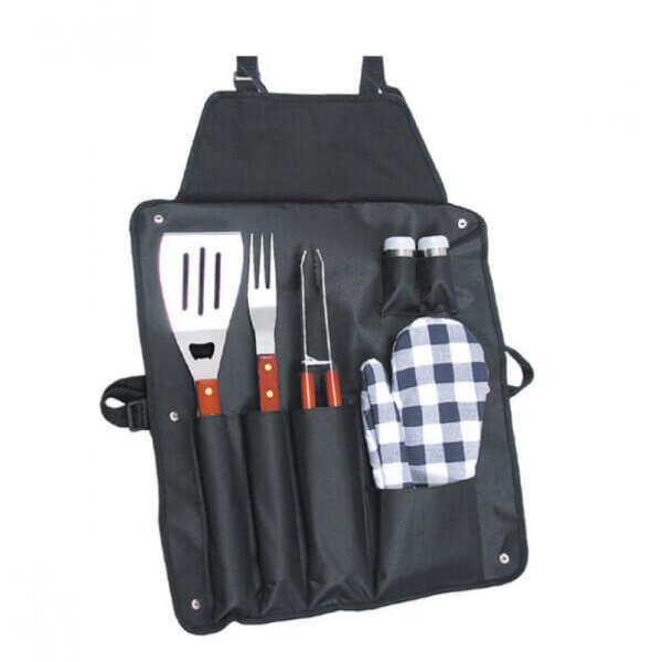 Grembiule con Attrezzi per Barbecue con 6 accessori in Tessuto cm 57x5x42 – MILTON