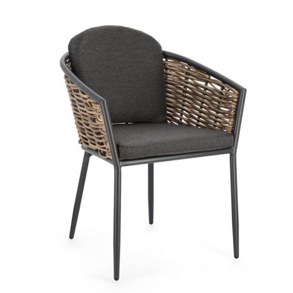 Sedia da giardino in alluminio con Braccioli e cuscino (4 Pezzi) – MARIBELA