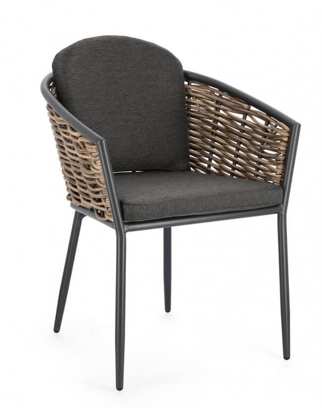 Sedia da giardino in alluminio con Braccioli e cuscino (4 Pezzi) – MARIBELA