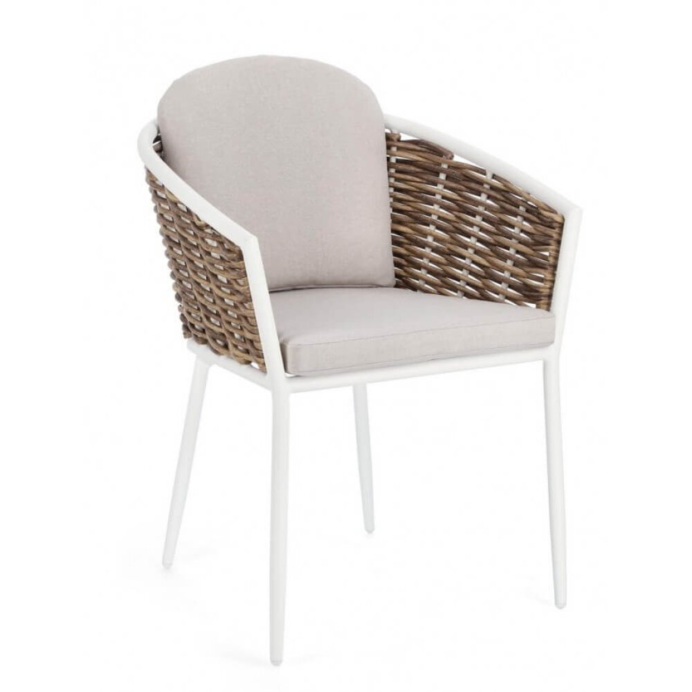 Sedia da giardino in alluminio con Braccioli e cuscino (4 Pezzi) – MARIBELA