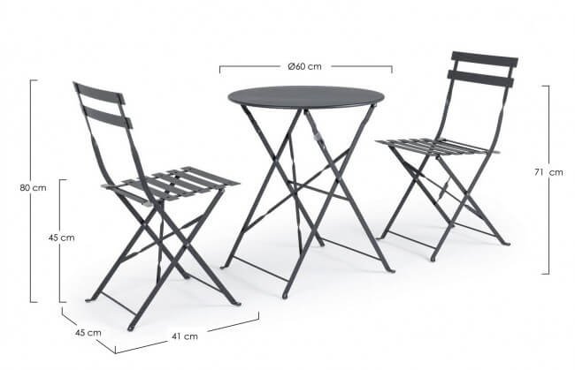Set tavolo da terrazzo con sedie salvaspazio – WISSANT