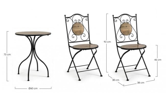 Set da terrazzo tavolo e 2 sedie – BISANZIO