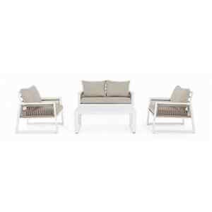 Salotto da giardino 4 posti in alluminio con cuscini – CAPTIVA