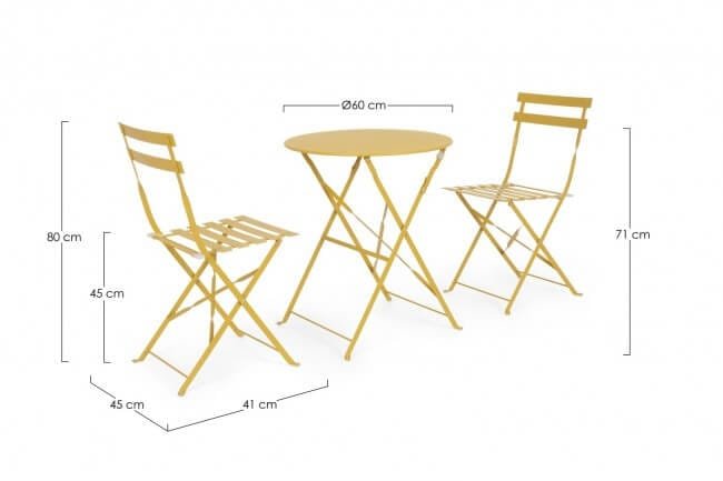 Set tavolo da terrazzo con sedie salvaspazio – WISSANT