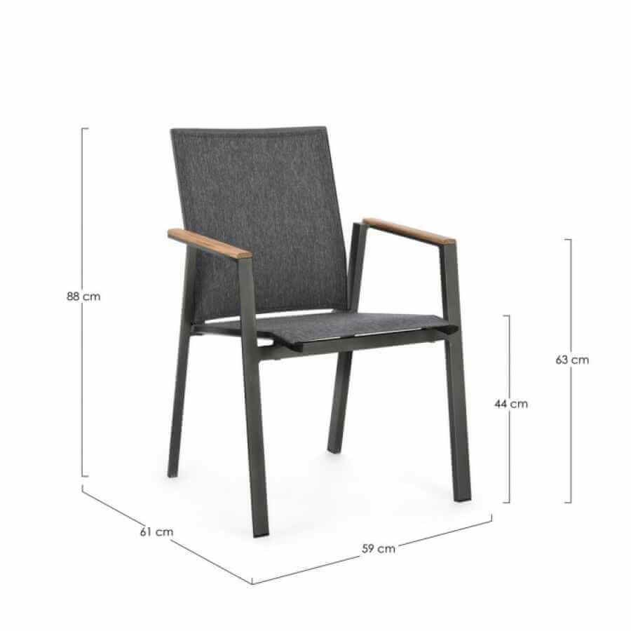 Sedia con Braccioli da Giardino in alluminio (4 Pezzi) – CAMERON