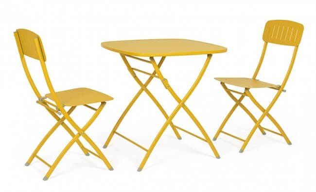 Set tavolo da terrazzo con sedie salvaspazio – YVONNE