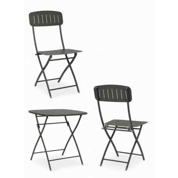 Set tavolo da terrazzo con sedie salvaspazio – YVONNE