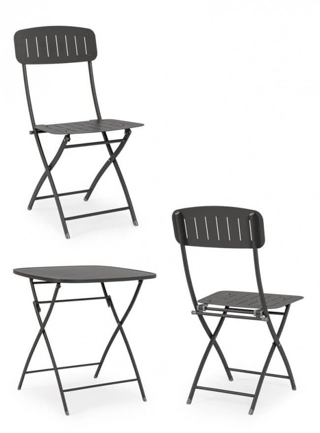 Set tavolo da terrazzo con sedie salvaspazio – YVONNE