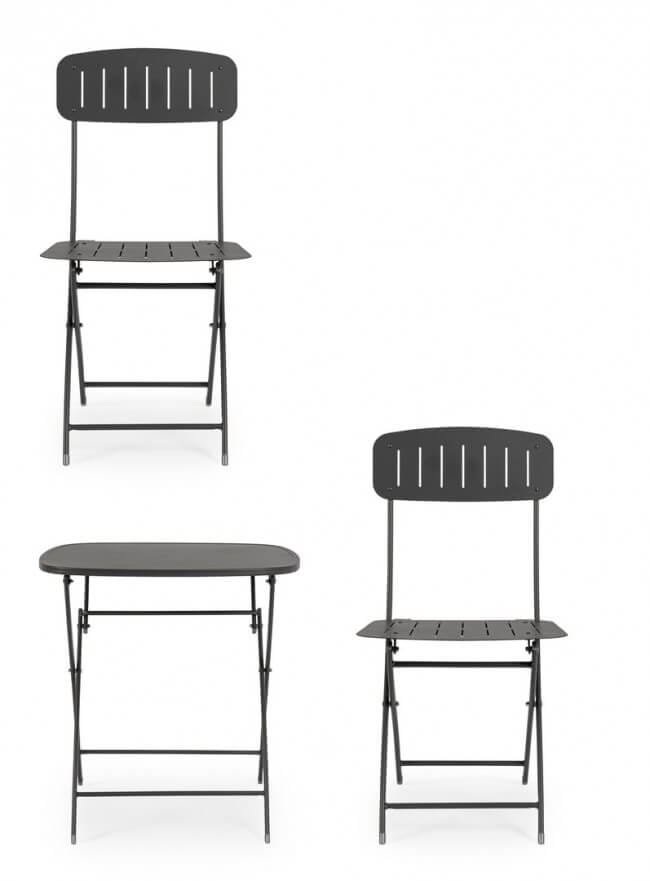 Set tavolo da terrazzo con sedie salvaspazio – YVONNE