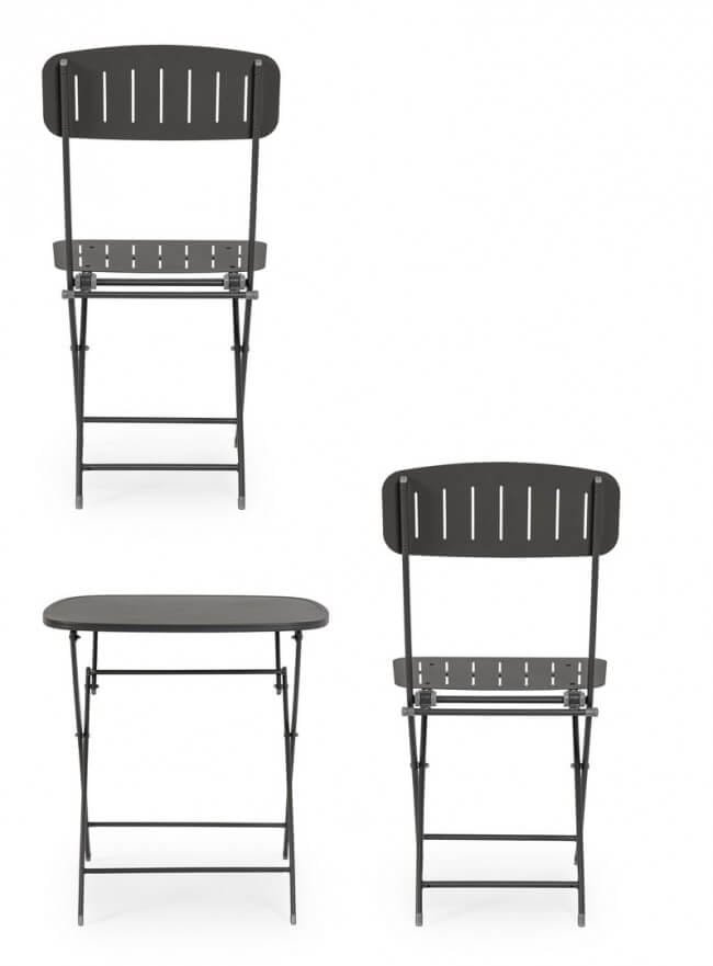 Set tavolo da terrazzo con sedie salvaspazio – YVONNE