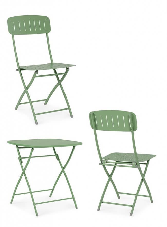 Set tavolo da terrazzo con sedie salvaspazio – YVONNE