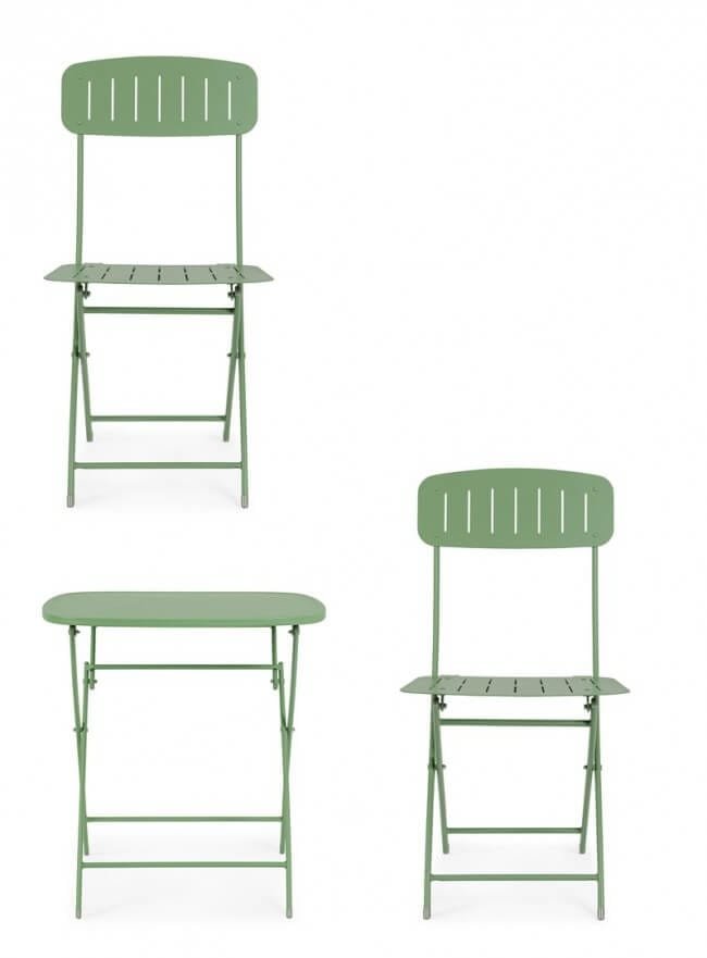 Set tavolo da terrazzo con sedie salvaspazio – YVONNE