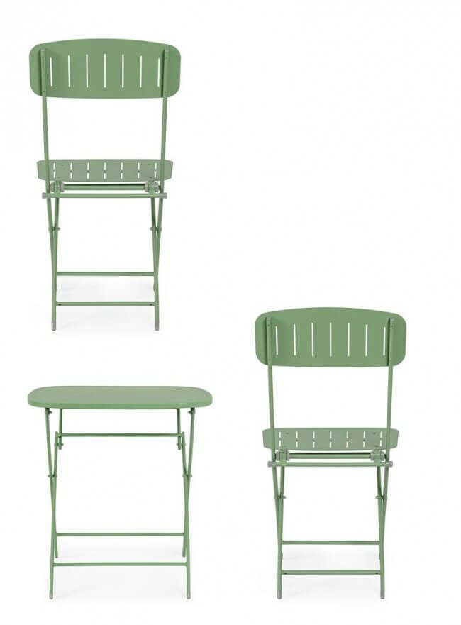 Set tavolo da terrazzo con sedie salvaspazio – YVONNE