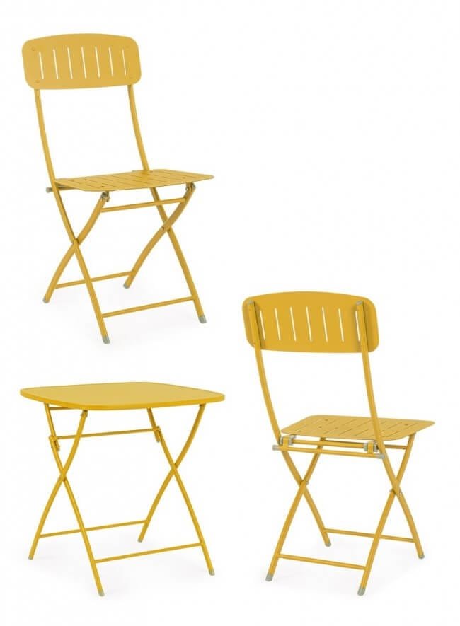 Set tavolo da terrazzo con sedie salvaspazio – YVONNE