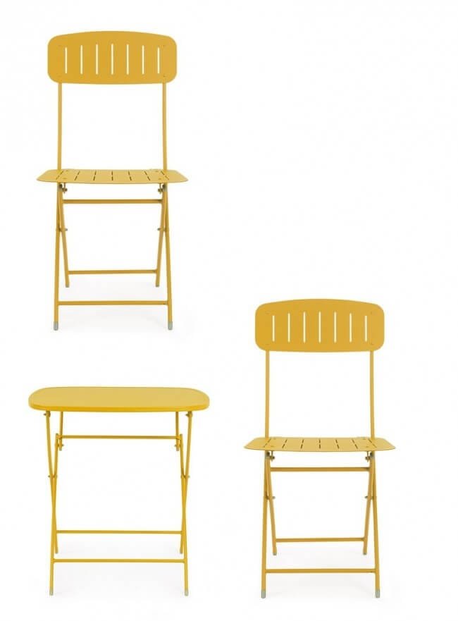 Set tavolo da terrazzo con sedie salvaspazio – YVONNE
