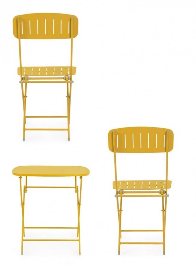 Set tavolo da terrazzo con sedie salvaspazio – YVONNE