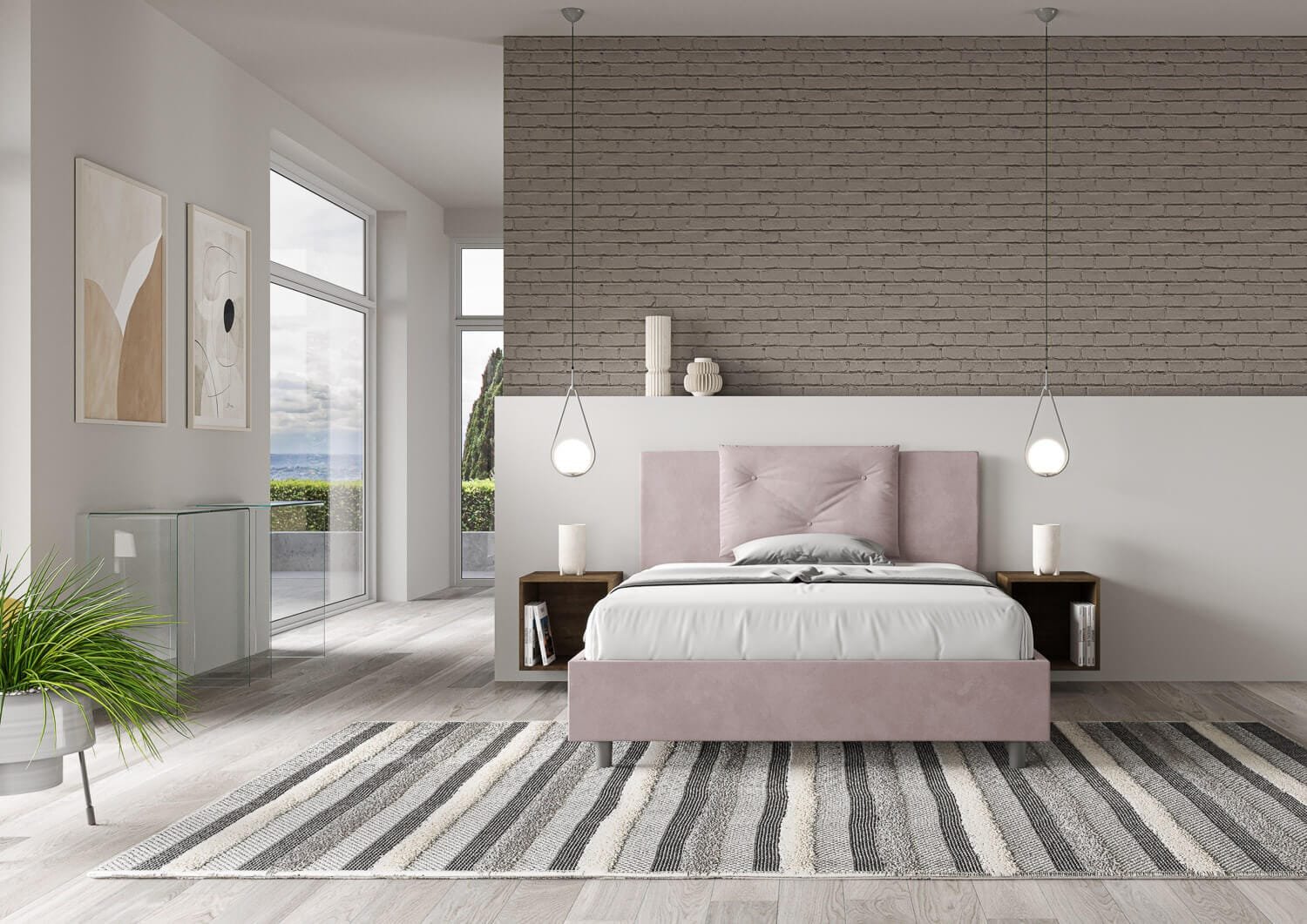 Letto Matrimoniale rivestito in Microfibra – APPIA