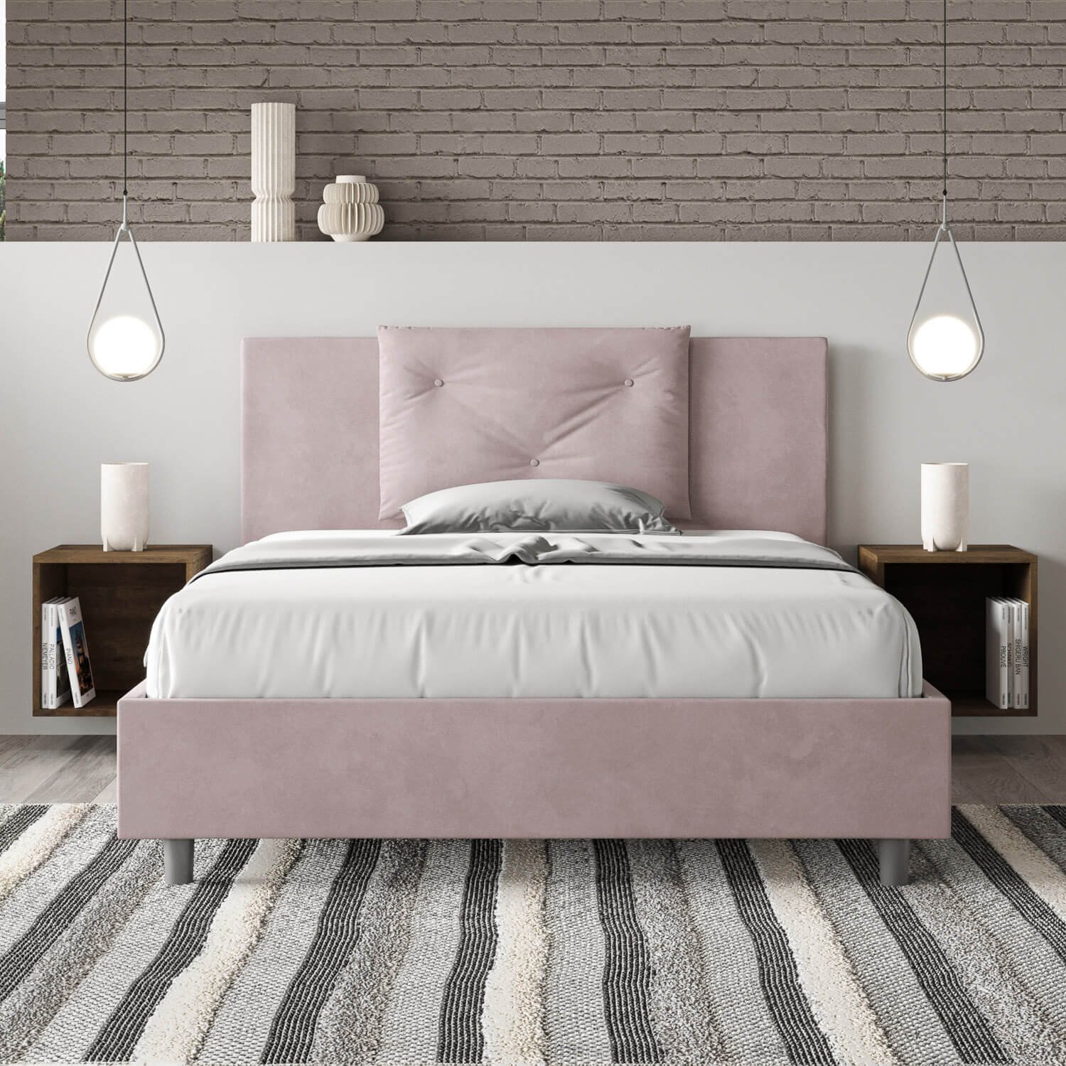 Letto Matrimoniale rivestito in Microfibra – APPIA