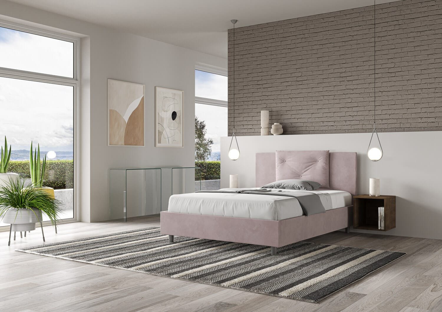 Letto Matrimoniale rivestito in Microfibra – APPIA