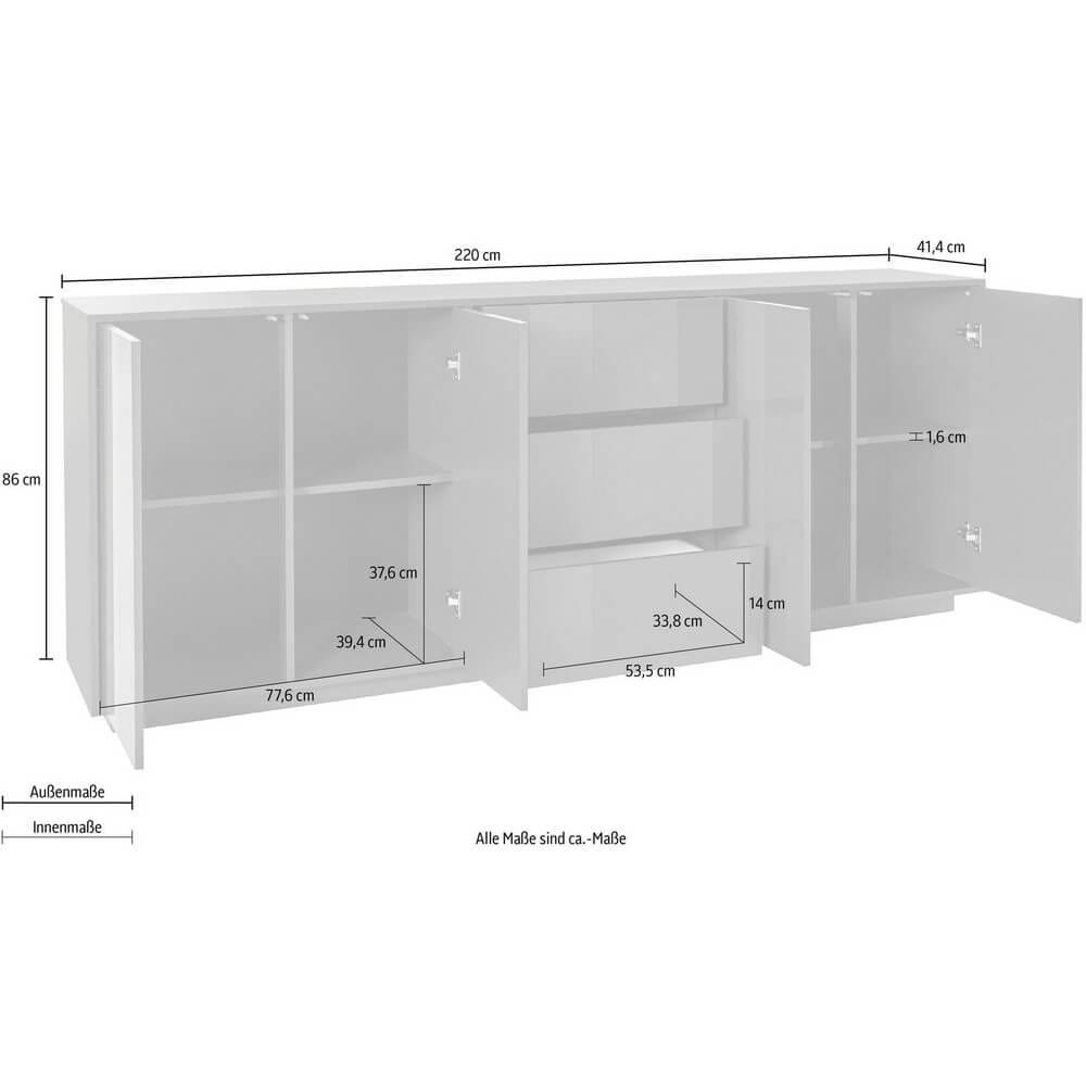 Madia 4 ante 2 cassetti per Soggiorno Moderna 220,1×41,4x86cm – ENIGMA