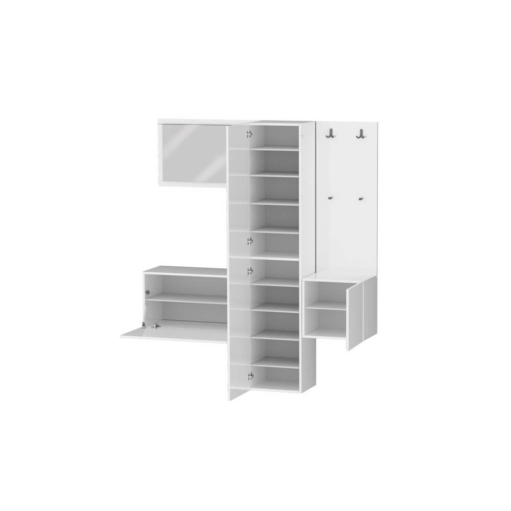 Mobile da ingresso con specchio armadietto e appendiabiti 170x35x191cm – PHOENIX